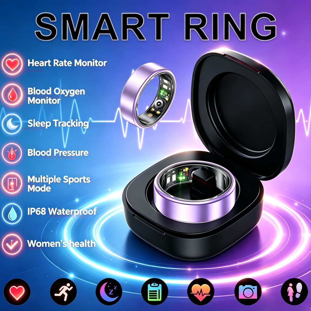 Health Monitors - 2026 Smart Ring Blood Pressure Heart